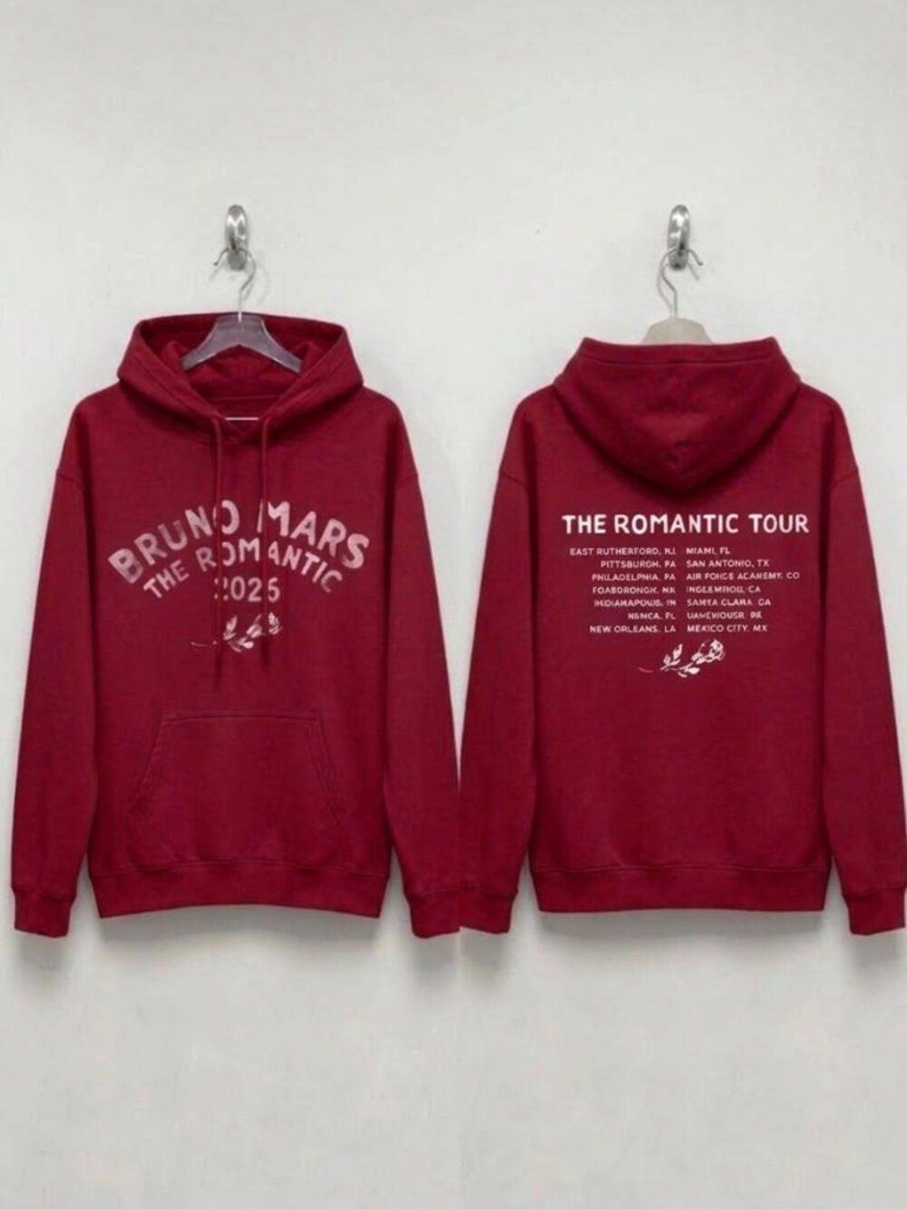 Bruno Mars The Romantic Tour 2026 Hoodie Red